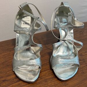 Stuart Weitzman Silver Glitter Heels
